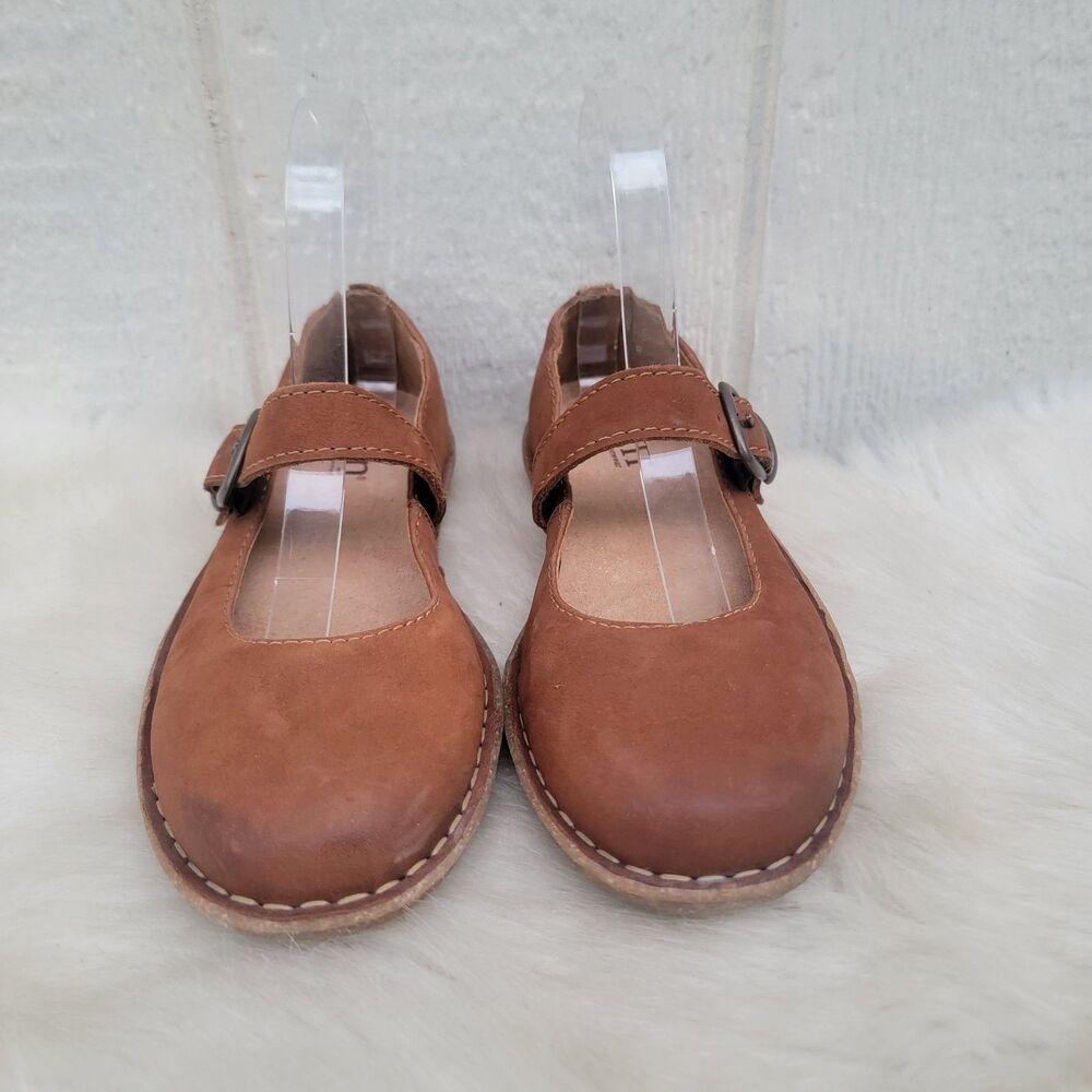 Born Naomi Mary Jane Flats Brown Nubuck All Day Comfort Women’s Size 7